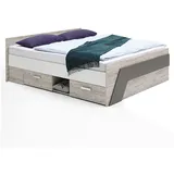 Lomadox Jugendbett Leeds-10 Mit 2 Schubkästen, Sandeiche Nb./weiß/lava, B X H X T Ca. 145 X 69,5 X 204,5cm