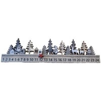 Holz Adventskalender Weihnachten Schneemann Weihnachtsmann grau Stern Magnetisch