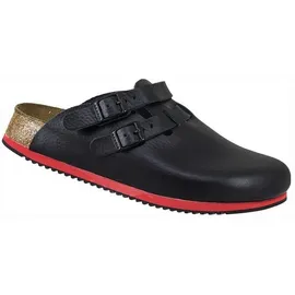 Birkenstock Clog Kay Superlauf, WB, Naturleder, schwarz/rot, schmal,