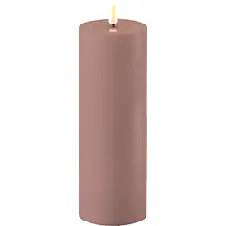 Deluxe Homeart LED Real Flame Outdoor Stumpenkerze staubig rot, Ø7,5 x H20cm, staubig rot