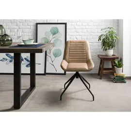 Massivmoebel24 Polsterstuhl Leder beige