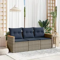 vidaXL Gartensofa-Set 3-tlg. grau