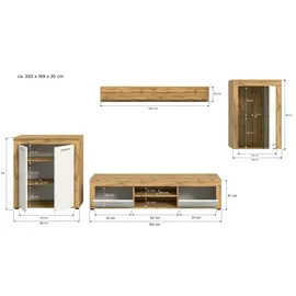 Möbel Kraft Wohnwand ¦ holzfarben ¦ Maße (cm): B: 330 H: 169 T: 35.0