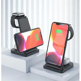 Wisam Wisam® 3 in 1 Multifunktion 15W QI Ladestation für Airpods Pro Apple Watch iPhone 12