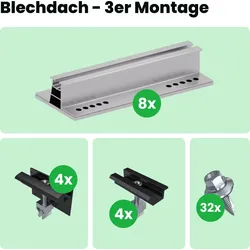 Blechdach Montage-Komplettset für Balkonkraftwerk & Solaranlagen