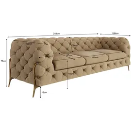 s-style möbel Chesterfield-Sofa Beige