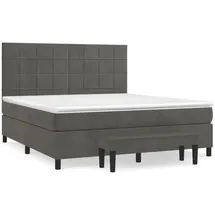 vidaXL Boxspringbett mit Matratze Dunkelgrau 180x200 cm Samt - Grau