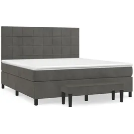 vidaXL Boxspringbett mit Matratze Dunkelgrau 180x200 cm Samt - Grau