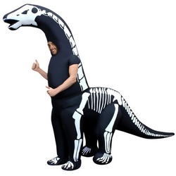 Morphsuits Kostüm Diplodocus Skelett, Selbstaufblasendes Kostüm mit eingebautem Gebläse schwarz