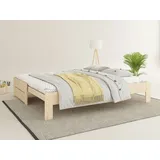 otto home Massivholzbett OTTO HOME "Imme, ausziehbar 90cm-180cm, ideal für Schlafbesuch, mit Lattenrost", beige (natur), B:96,9cm H:38,9cm L:204,1cm, Betten, Massivholzbett, Massive Kiefer, Schubkasten optional, Belastbarkeit 180 KG