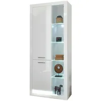 Furn.design Vitrine weiß Hochglanz Vitrinenschrank 80 x 195 cm