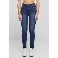 URBAN CLASSICS Skinny Open Hem Hochtaillierte Jeans Dark Blue