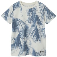 name it - T-Shirt Nkmfiles Palm Leaves in jet stream, Gr.158/164,