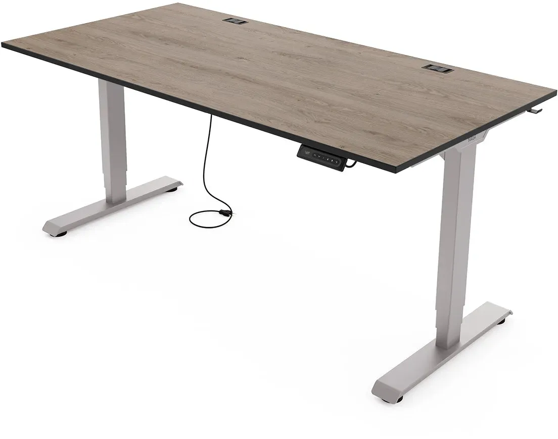 Yaasa Desk Essential, 180x80 cm, Eiche dunkel/Grau - Höhenverstellbarer Schreibtisch