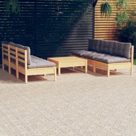 vidaXL Garten-Lounge-Set 7-tlg. grau Kiefernholz