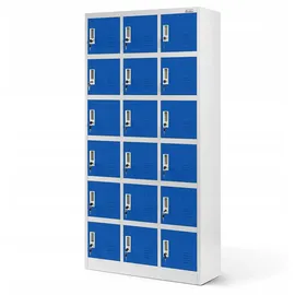 Jan Nowak Schließfachschrank Metall 185 cm x 90 cm x 40 cm Grau/Blau mit 18 Fächern