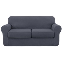 Sofahusse 2/3 Sitzer Spandex Stretch Sofabezug mit separaten Sofakissenbezügen, SUBRTEX, mit leichtem Struktur-Effekt grau