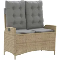 VidaXL Gartenbank Verstellbar mit Kissen Beige Poly Rattan