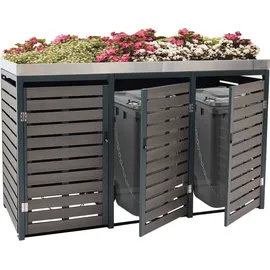 Mendler Mülltonnenbox HWC-K14 124 x 200 x 84 cm anthrazit