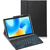 YHFZR Tastatur Hülle für Samsung Galaxy Tab Active 5/Tab Active3 8'' SM-X300/X306B/T570/T575, [Deutsches QWERTZ] Slim Hülle mit 7 Farben Beleuchtung Kabellose Tastatur mit Schützhülle, Schwarz