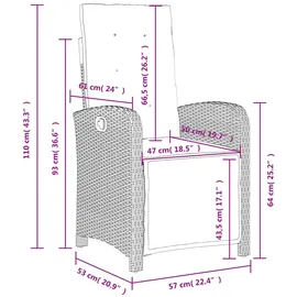 vidaXL Gartensessel 58 x 68 x 93 cm grau