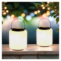 Marrakesch Orient & Mediterran Interior 2er Set Moderne Glas Solarlaterne Laterne Lampe Balkon Garten Deko Modern Erlin weiss