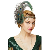 BABEYOND Damen 1920er Feder Stirnband 20er Jahre Stil Flapper Charleston Haarband Great Gatsby Damen Fasching Kostüm Accessoires Dunkelgrün