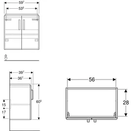 Geberit Renova Compact Waschtischunterschrank, 2 Türen, 501926011