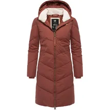 Ragwear Damen Wintermantel warmer wasserdichter Steppmantel lang mit abnehmbarer Kapuze Rebelka Terracotta22 Gr. 3XL - 3XL