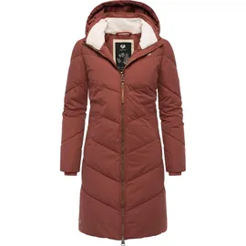 Ragwear Damen Wintermantel warmer wasserdichter Steppmantel lang mit abnehmbarer Kapuze Rebelka Terracotta22 Gr. 3XL - 3XL