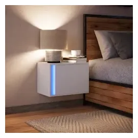 vidaXL Wand-Nachttisch mit LED-Leuchten Weiß