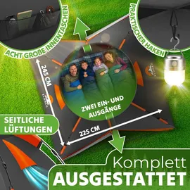 eloneo Wurfzelt 2-4 Personen Orange/Grau