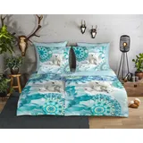 HIP Wendebettwäsche »Seppo«, Biber, 135x200, Warm, Weich, Wendeoptik, Reißverschluss, Winter, blau, blau