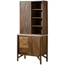MASSIVMOEBEL24.DE Buffet 80 x 45 x 180 cm Braun Geölt/Weiß