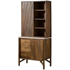 MASSIVMOEBEL24.DE Buffet 80 x 45 x 180 cm Braun Geölt/Weiß