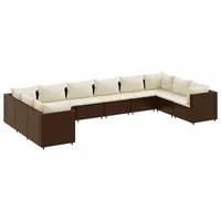 vidaXL 10-tlg Garten-Lounge-Set mit Kissen Braun Poly Rattan Modell 31