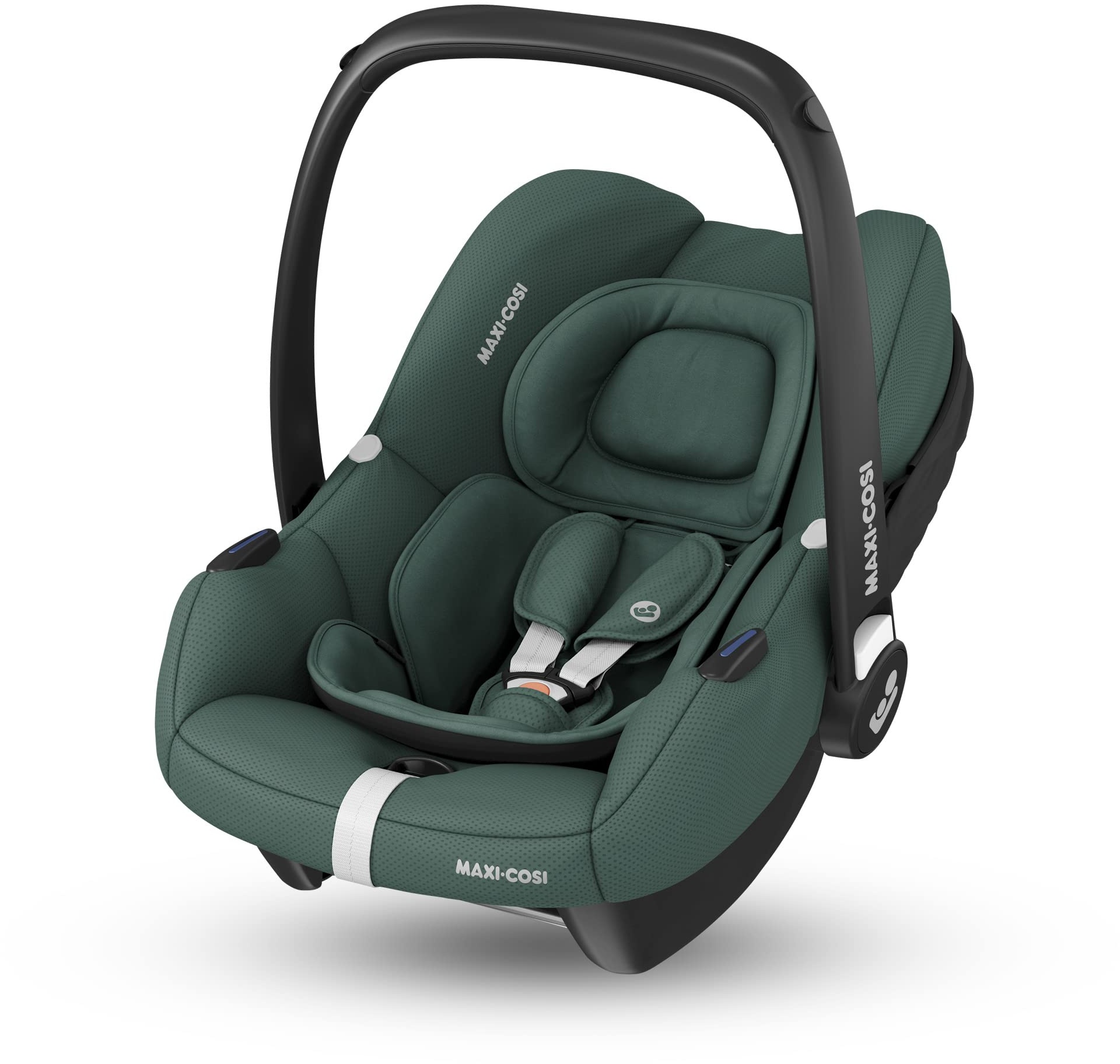 Maxi-Cosi CabrioFix i-Size, Babyschale, 0–12 Monate, max. 12 kg, leichter i-Size Kindersitz (3,2 kg), Sonnenverdeck, gepolsterter Sitz, für viele Maxi-Cosi Kinderwagen, Essential Green
