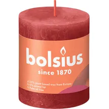 Bolsius Rustik Stumpenkerze 8 x 6.8 cm zartes rot