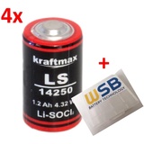 XCell 4x Kraftmax Lithium 3,6V Batterie LS14250 1/2 AA - Zelle + Box