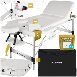 Tectake tectake® 3 Zonen Massageliege, Ko Tao, Tragetasche, Aluminiumgestellweiß