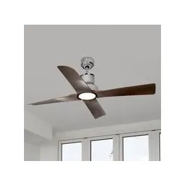 FARO LED Barcelona 130 cm Deckenventilator chrom/braun inkl. Fernbedienung
