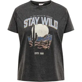 ONLY CARMAKOMA T-Shirt ONLY CARMAKOMA "CARLUCY LIFE REG S/S TOP JRS NOOS", Damen, Gr. M, schwarz (schwarz print:texana wild), Jersey, Obermaterial: 100% Baumwolle, regular fit normal, Rundhals, Shirts T-Shirt, Baumwolle, regular fit