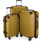 HAUPTSTADTKOFFER - SPREE - 3er Trolley-Set Rollkoffer Reisekoffer, (S, M und L) Koffer-Set, 4 Doppel-Rollen, Herbstgold