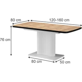 Vicco Fenaro 120 x 80 cm ausziehbar Schwarz/Weiß