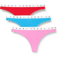 Tommy Hilfiger Damen 3P Thong UW0UW02521 Stringtangas, Beige (Deep Crimson/Pink Amour/Deep Blue), M - M