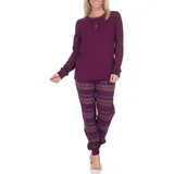 normann Pyjama lang mit Bündchen Ethnolook Rot 36-38