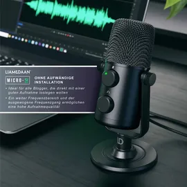 Liam&daan USB Podcast Mikrofon schwenkbar Kopfhöreranschluss / Monitorfunktion