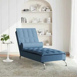 vidaXL Massage-Chaiselongue mit Nackenrolle Blau Stoff