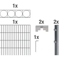 GAH Alberts Doppelstabmattenzaun 200 x 140 cm Anthrazit