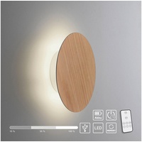 Paul Neuhaus LED Wandleuchte Akku Puntua Ø 18 cm Holzoptik